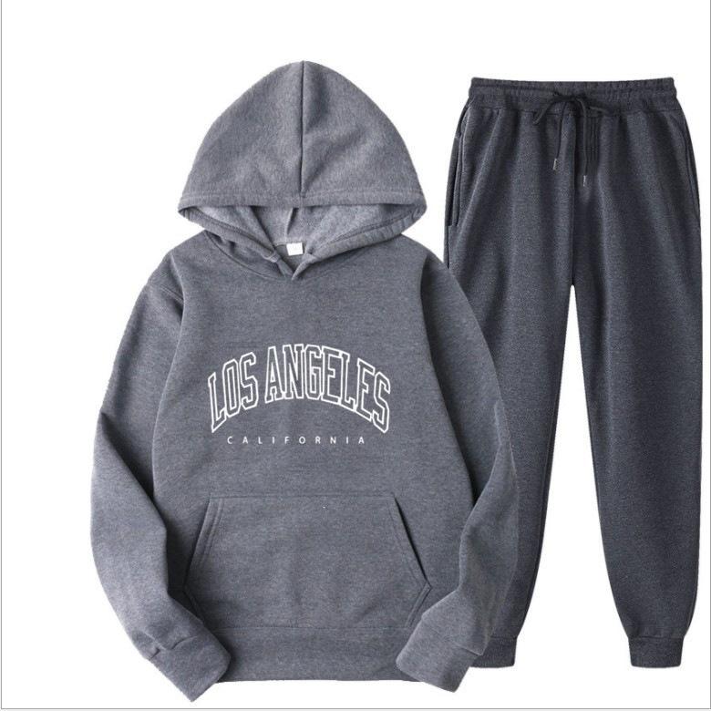 Europäische und amerikanische Herrenmode Frühling und Herbst Kapuzenpullover einfarbig Pullover-Anzug Herren Sport- und Freizeitanzug Herren-Kapuzenpullover
