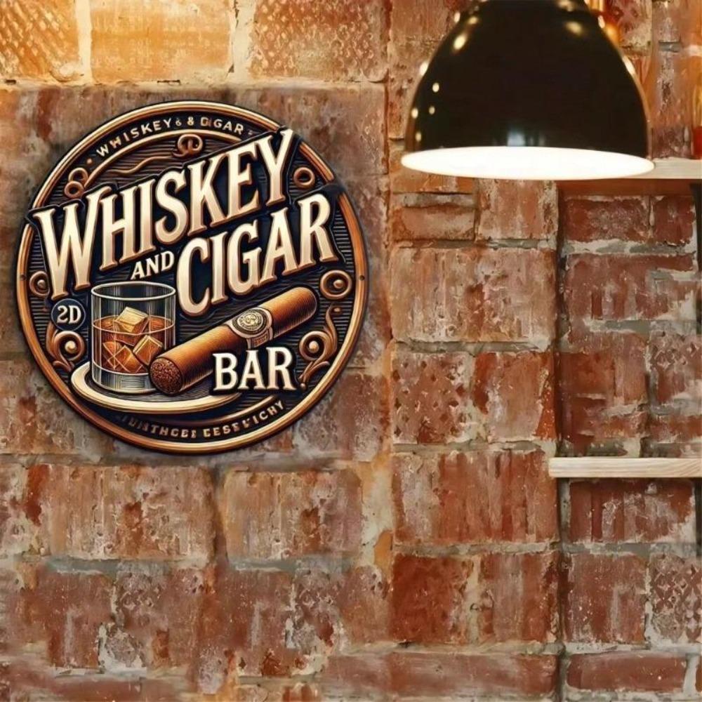 Vintage Whiskey Tin Sign Bar Cave Decor Aluminum Wall Art 8x8 Inch