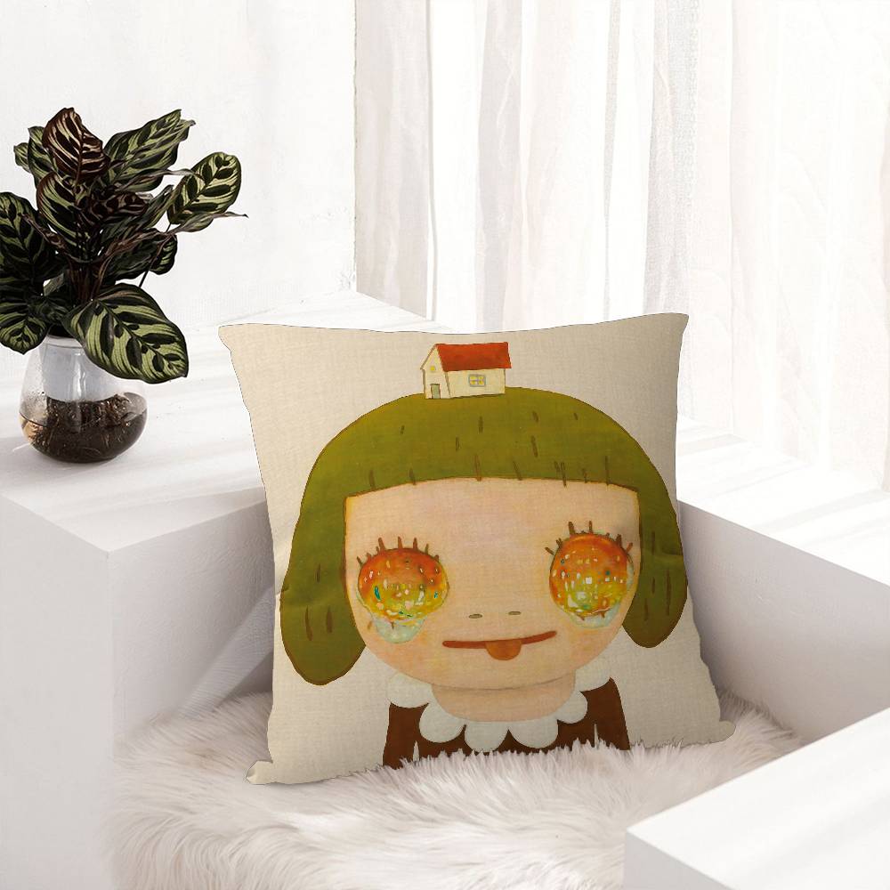 Creative Yoshitomo Nara Decorative Room Aesthetics Pillow Case Home Decor Bedroom Sofa Bed Couch Pillow Cover 45x45