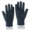 Touchscreen Gloves Men Winter Warm Thermal Thick Jacquard Five-Finger Wool Knitted Cold Proof