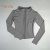 Women Sports Jacket Full Zip High Elasticity Yoga Jacket Stand Collar Slimming Fitness Top for Running Yoga Workout