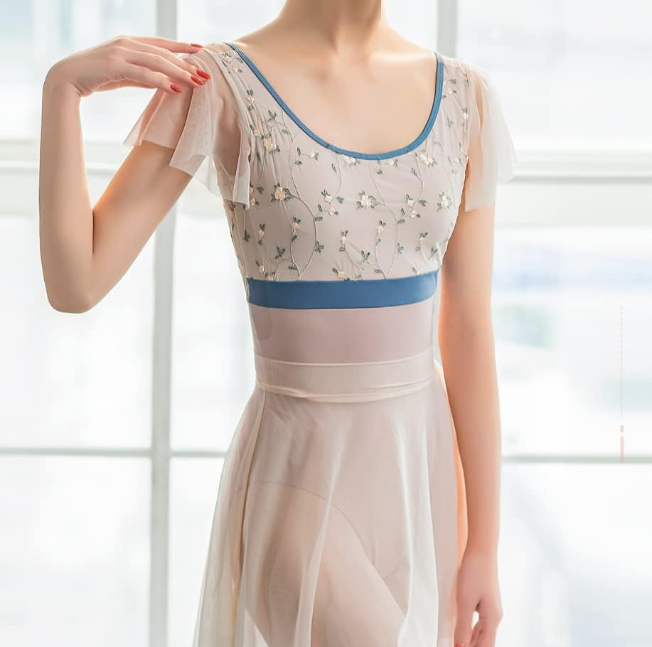 ProDance Pink Embroidered Ballet Leotard with Ruffled PLHA013M Sleeves, (M)