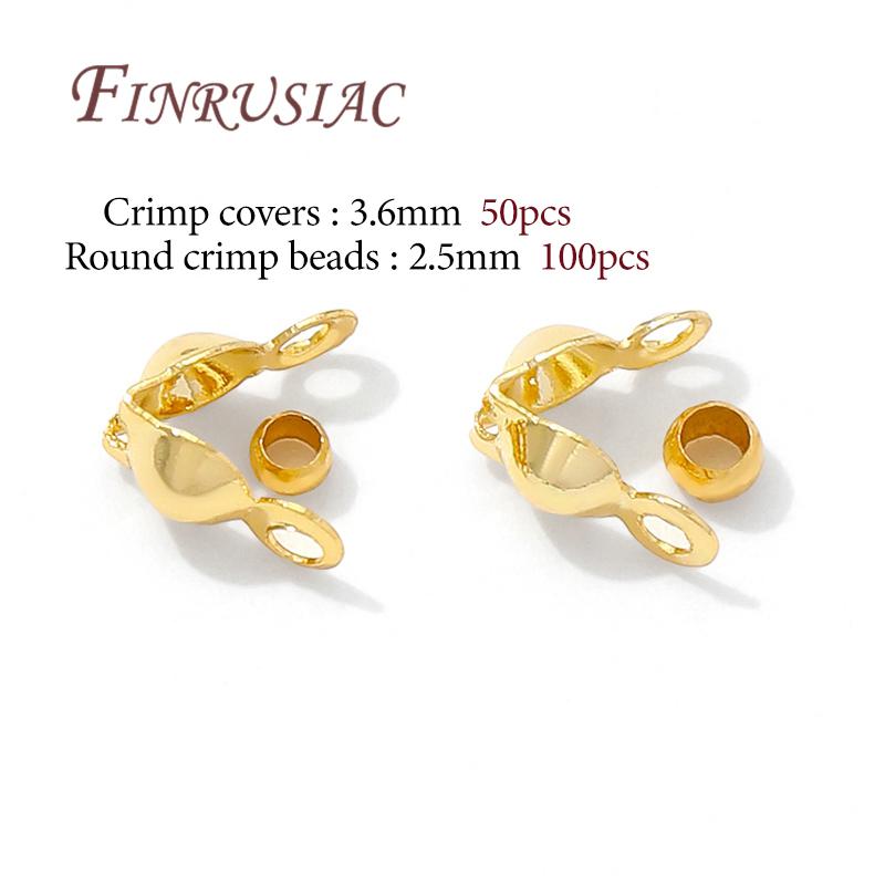 100pcs/lot 18K Gold Plated Connector Clasps Crimps Beads For Bracelets Necklace DIY Jewelry Making Supplies,Crimps Cover