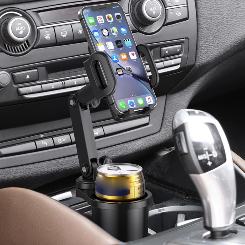 2 In 1 Car Cup Holder Cellphone Mount Cradle Stand Multifunctional Phone Mount Universal Beverage Holder 360°