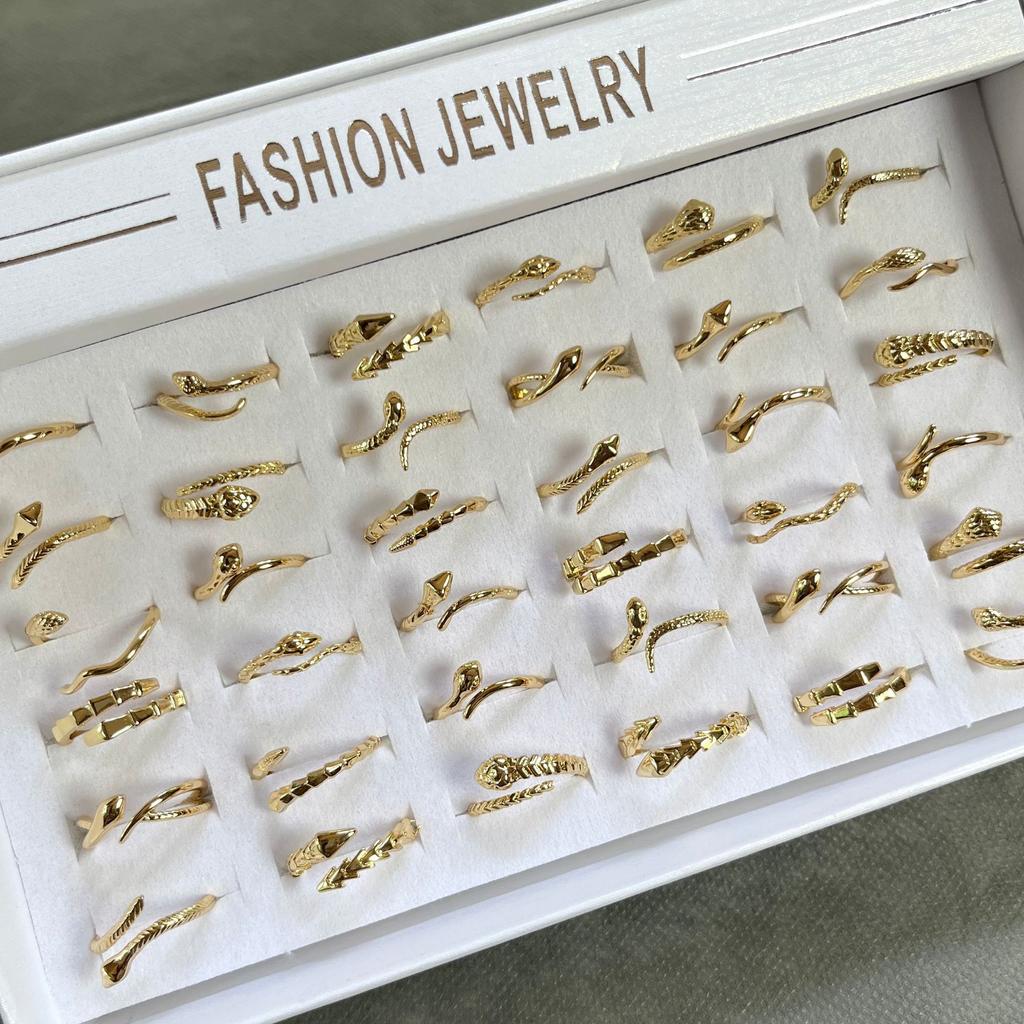 36Pcs Female open ring snake-shaped finger ring fashionable smooth surface simple ring