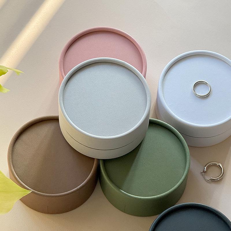 Round Jewelry Storage Box Slotted Earrings Holder Portable Paper Organizer for Bedroom Vanity Trip Small Gift for Girls