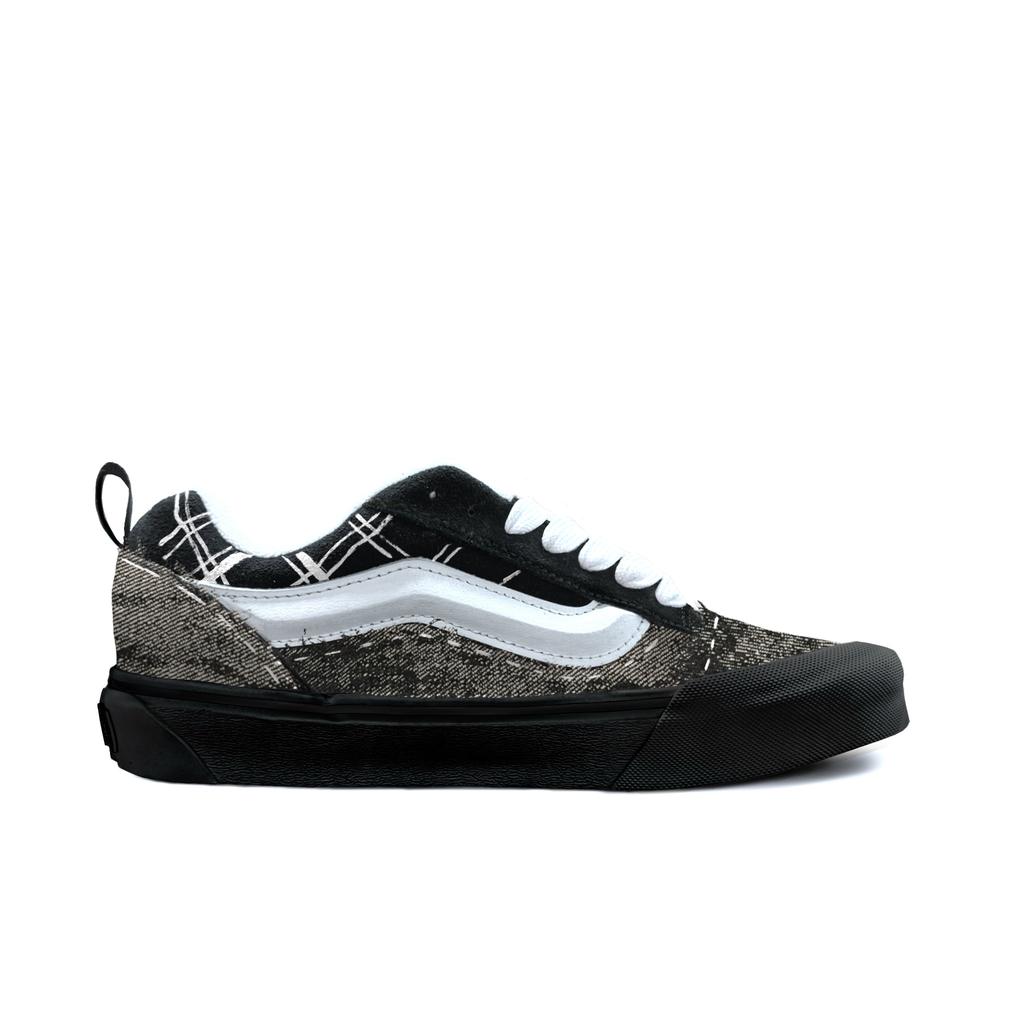 Vans Knu Skool Fabric Abrasion Resistant Low top Skateboard Shoes Unisex Black Gray VN0009QC6BT1(Team613-)