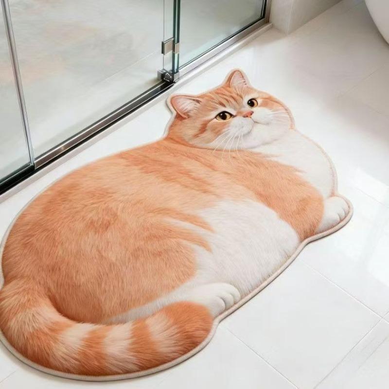Tapis de bain forme chat dessin animé Antidérapant Résistant à l'usure Paillasson de salle de bain pour entrée de toilettes