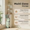 Slim Bathroom Storage Cabinet, Tall Bathroom Floor Cabinet with 2-Tier Shelf and 2 Drawers, White and Light Green