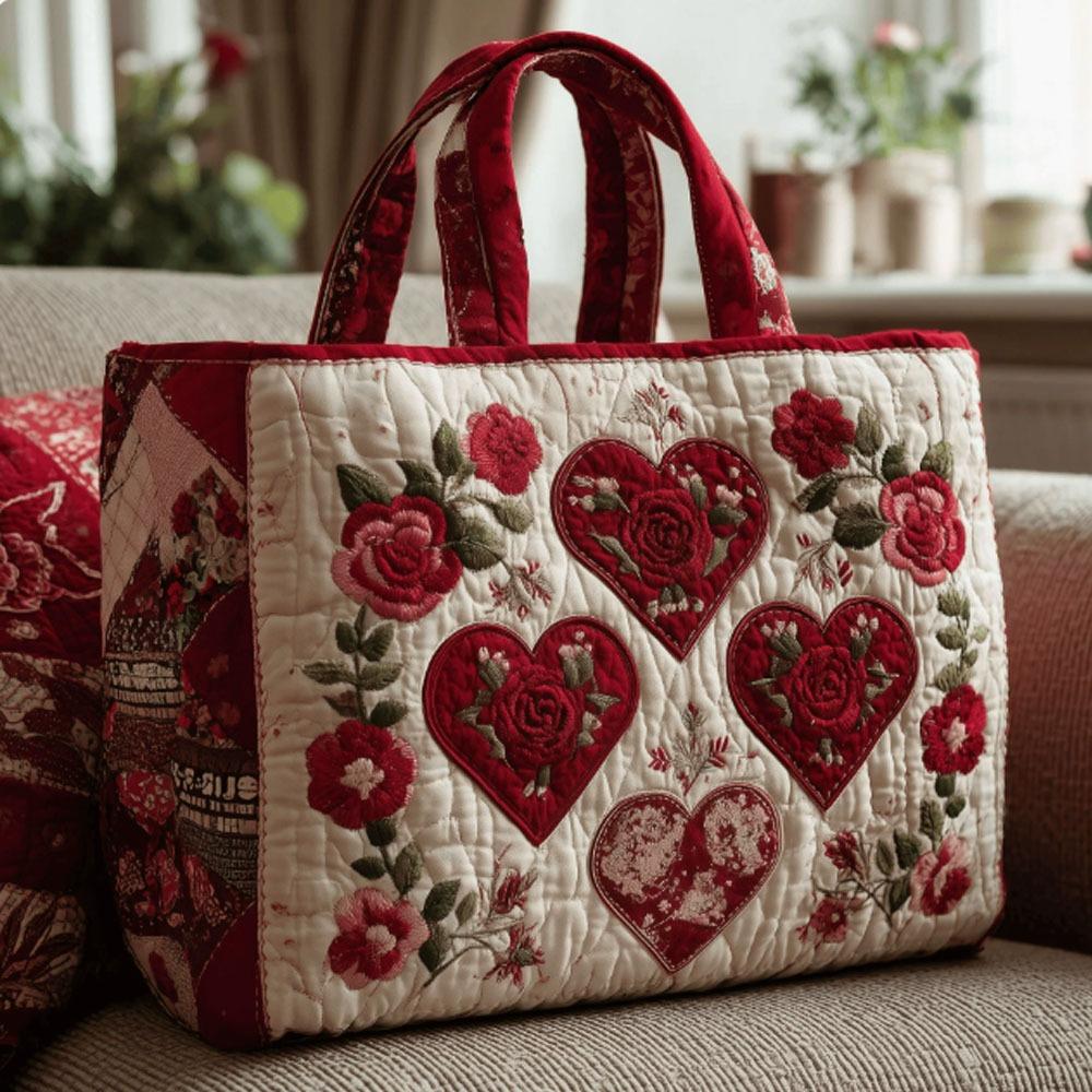 

New Cat Pattern Quilted Tote Bag Large Capacity Soft Shoulder Tote Bag 3D Floral Print Shoulder Bag