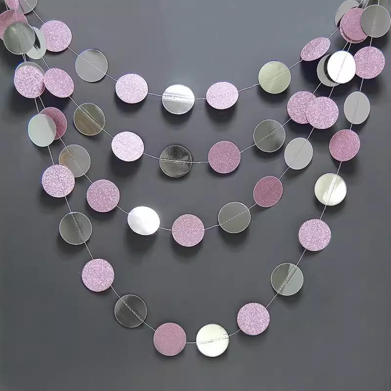 

4 Meter Round Disc Garland with Mirror and Glitter Finish Suitable for Party Decoration Event Backdrop Wall Hanging Indoor Outdoor Use One Size