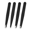 Black Multi-Tip Tweezers for Eyebrow Shaping and Hair Removal