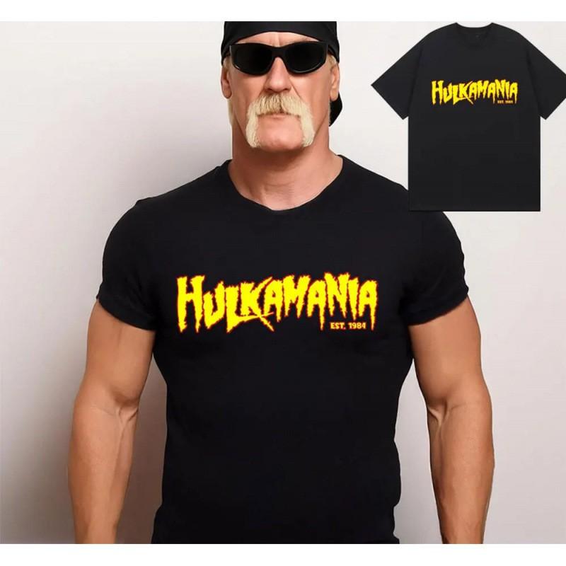 Mens Cotton Graphic Tee Hulk Hogan Tribute Streetwear Short Sleeve T-Shirt Casual Wear