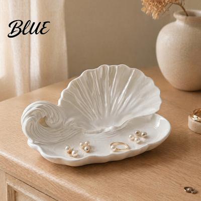 Small Item Organizer for Vanity 3D Printed Shell Wave Jewelry Tray Pearlized White Dish Elegant Ring Pearl Trinket Multifunctional Tray Rings