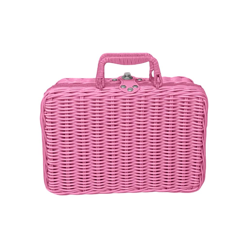 Deze koffer van kunststof met rotan frame is perfect voor picknicks, Pasen, het opbergen van spullen en andere gelegenheden.