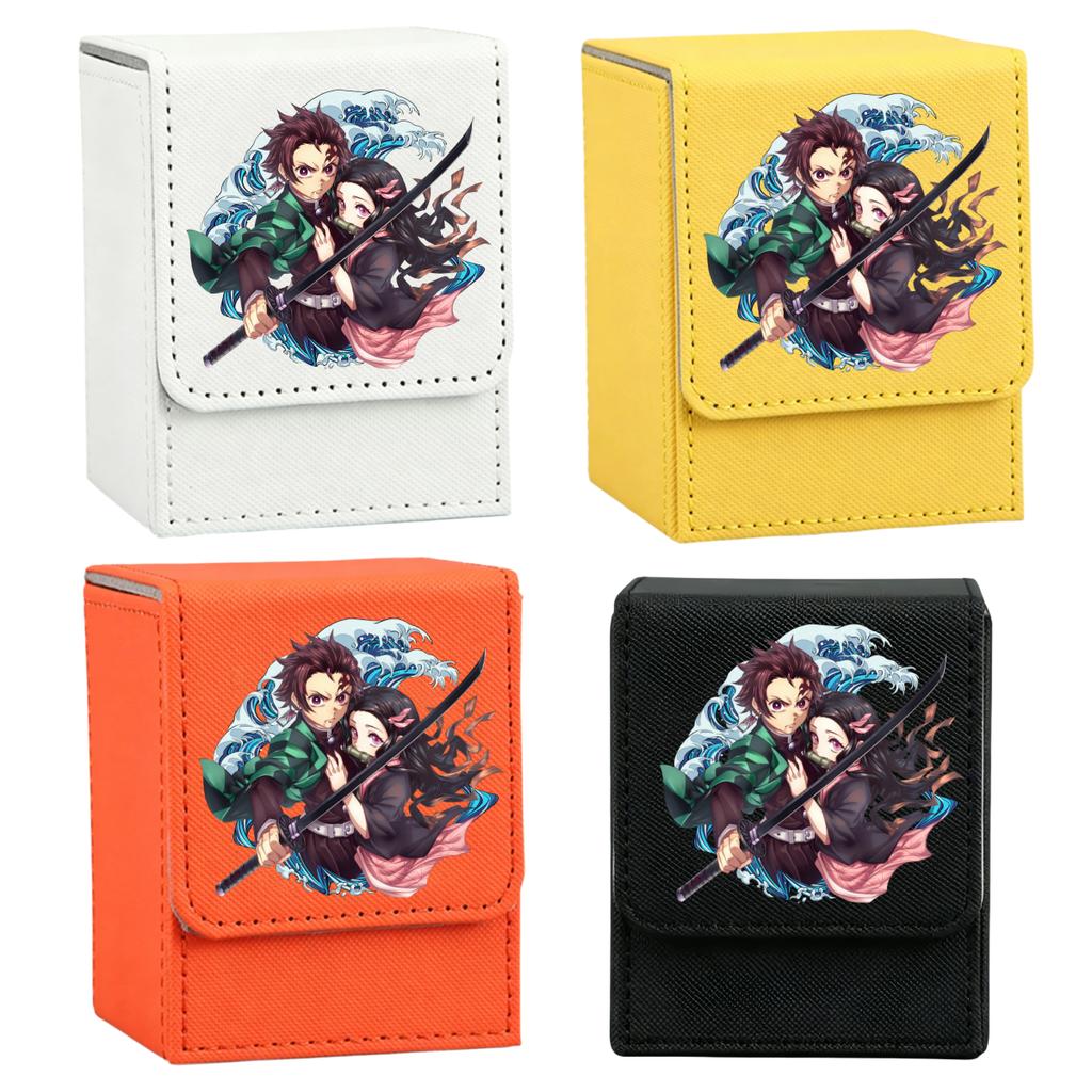 Anime Demon Slayer Card Case Kamado Tanjiro Nezuko Tsuyuri Agatsuma Zenitsu Self Made Leather Game Collection Card Storage Box