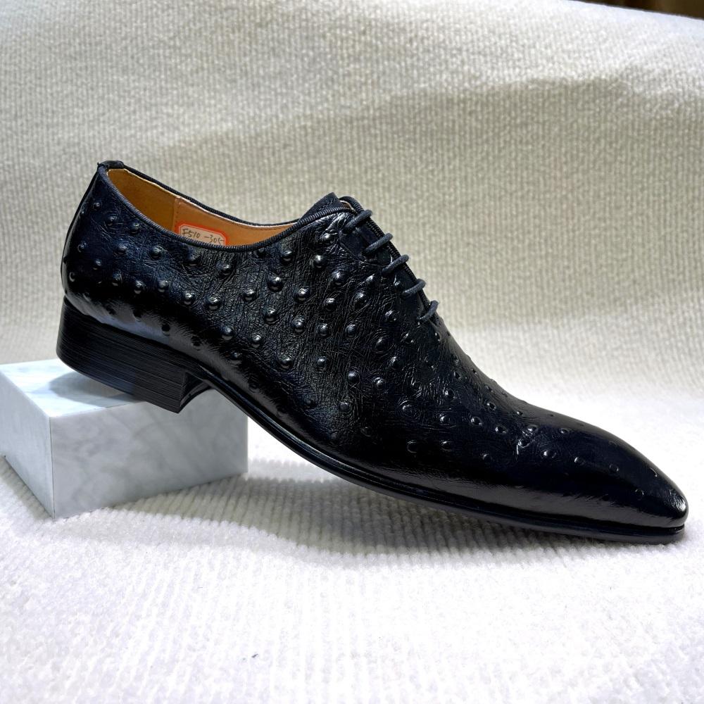 Fashion Men's Genuine Leather Brogue Oxfords Lace-Up Autumn Winter Dress Shoes Formal Business Office Shoes with Buckle for Wedding