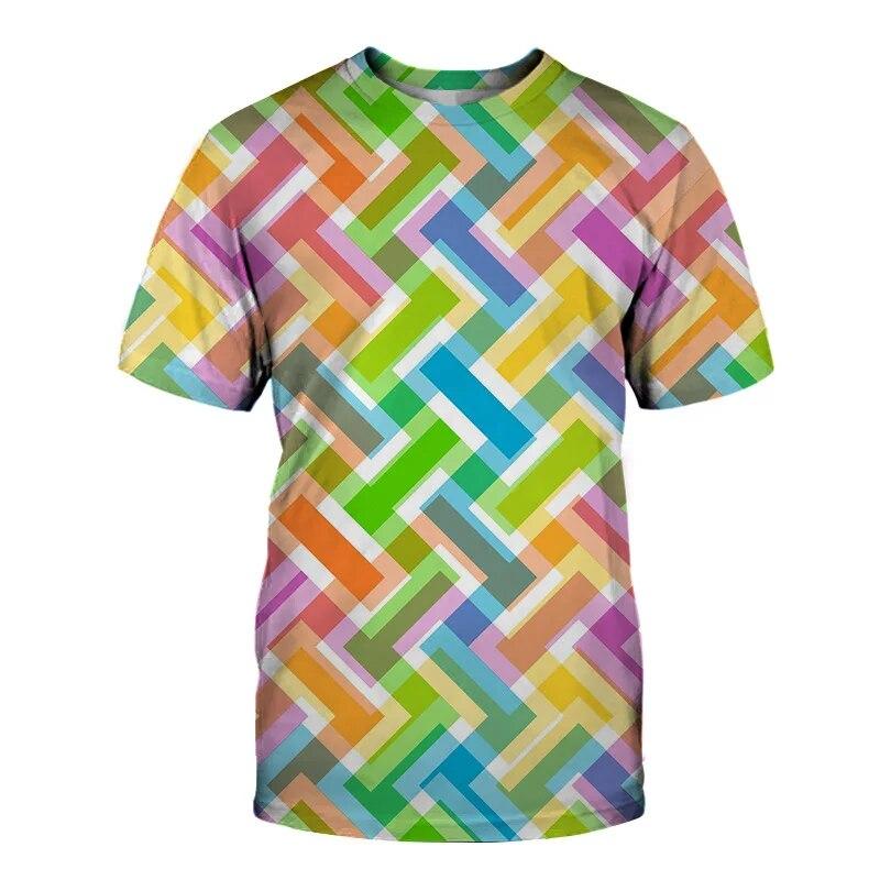 Fashion Hot Summer 3D Geometric Creativity Pattern T Shirt for Men and Women Casual Handsome Print Shirt Trend Harajuku Hip Hop Plus Size Tops