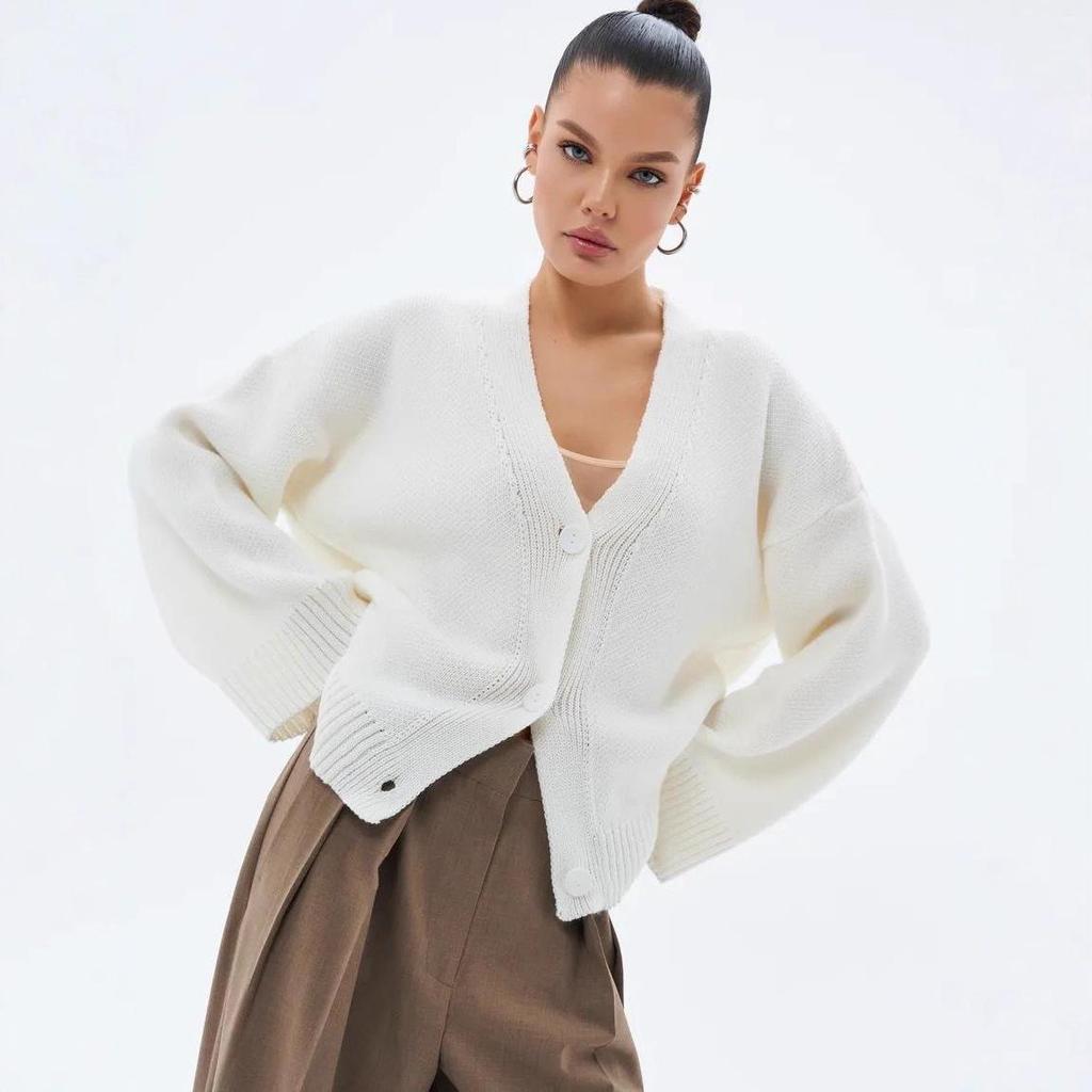 Women's Pink Thick Knit Cardigan - European & American Style