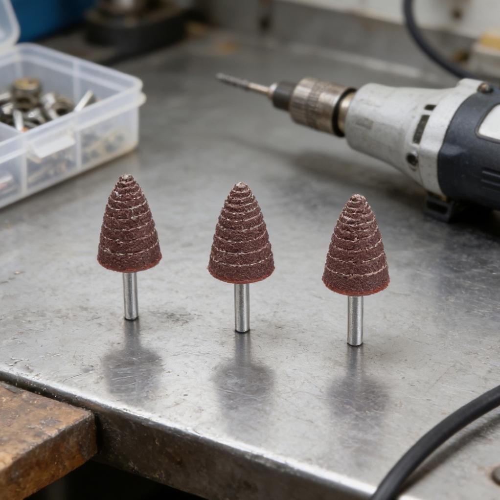 Cone Flap Wheel Sanding Head Electrostatic Sand Coating