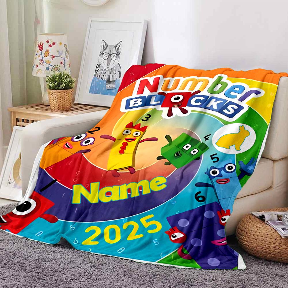 Customiz Name Personality Numberblocks Blanket Soft &Warm Sofa Office Bed Travel Lunch Break Blanket, Gift Suitable All Seasons