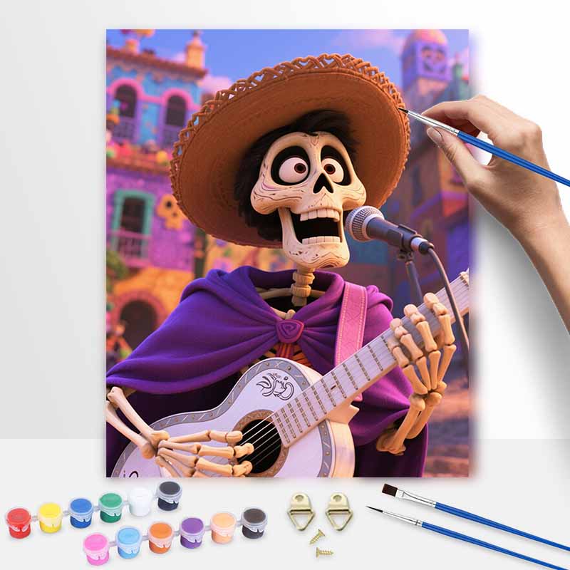 Disney Handmade Diy Oil Painting Digital Painting Kit Coco Music Guitar Character Home Living Room Entrance Decoration Hanging Painting