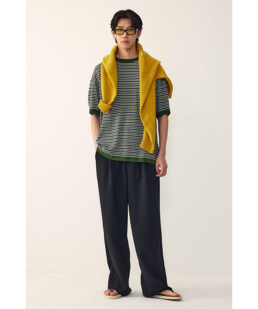STUDIO TOMBOY [Men] Round Neck Striped Short Sleeve Knit_Green 9156252211