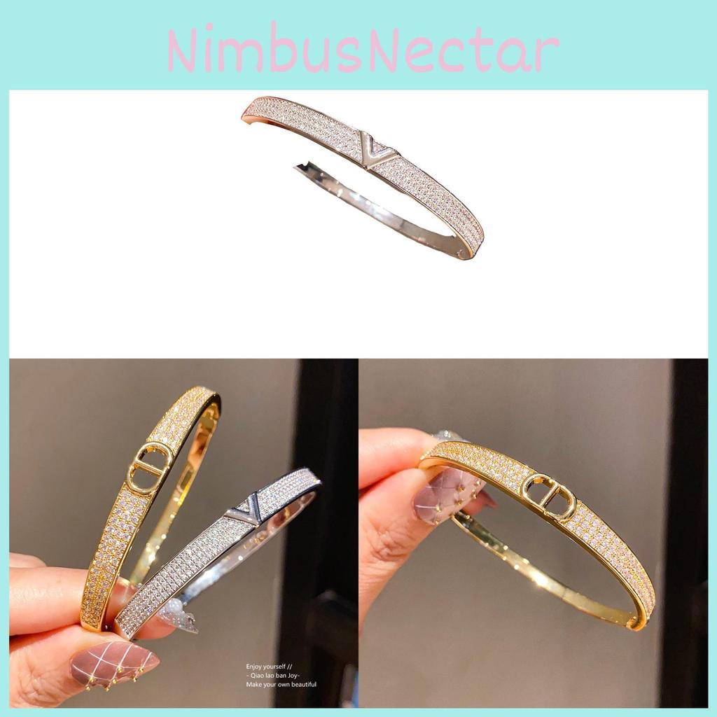 18k Gold Plated Zircon Letter Cuff Bracelet For Women Fashion Accessories