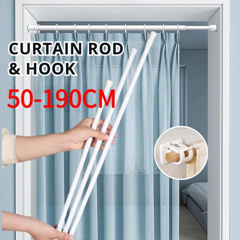 Carbon Steel Thick Telescopic Rod No Drilling Adjustable Length 30Cm To 120Cm For Hanging Clothes Curtains Bathroom Bedroom
