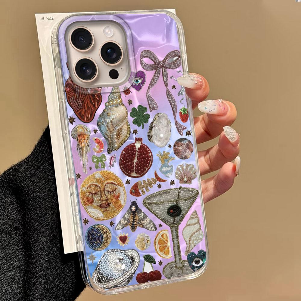 Retro Purple Face Sun Stars Phone Case for iphone 16 15 14 7 8 Plus 13 11 12 Pro Max X XS XR SE 2022 16e Back Women Girls Cover