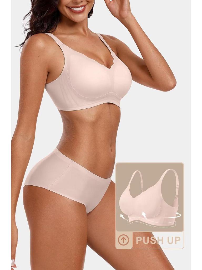 European and American Seamless Jelly Soft Support Wireless Gathered Bra