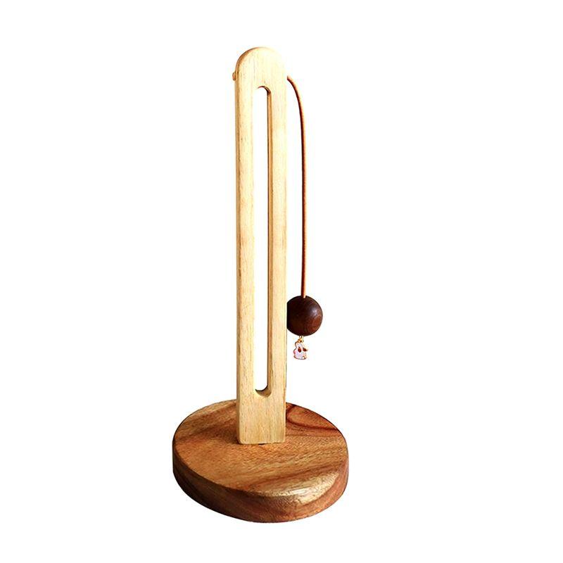 

AEE4-Wooden Stand Up Paper Towel Roll Holder One-Handed Kitchen Paper Towel Dispenser, With Anti-Slip Weighted Wooden Base