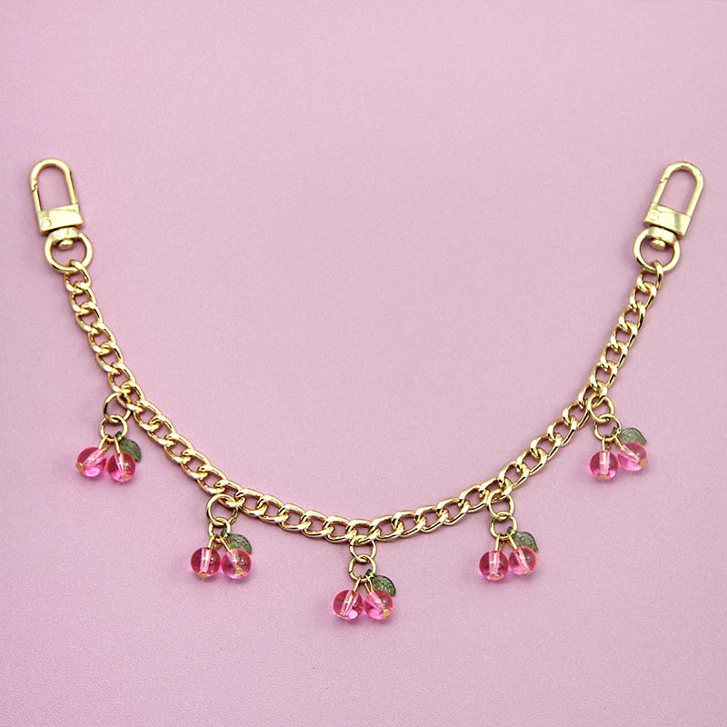Temperament Glass Stone Red Cherry Chain Jewelry Bag Hanging Jewelry Bag Charm Bag Accessories