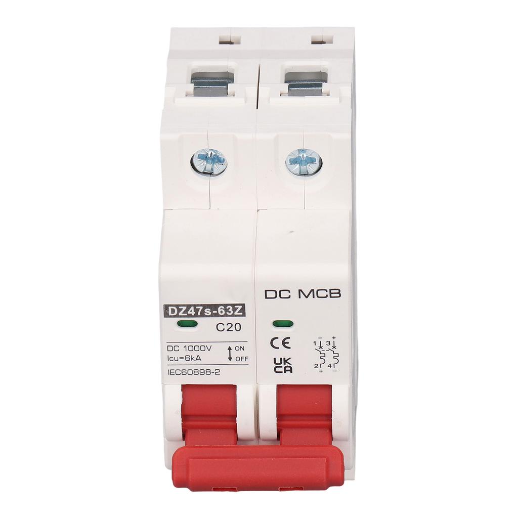 Miniature Circuit Breaker 2P Breaking Capacity 6000A 20A Pa66 Housing Photovoltaic Circuit Breaker DC1000V