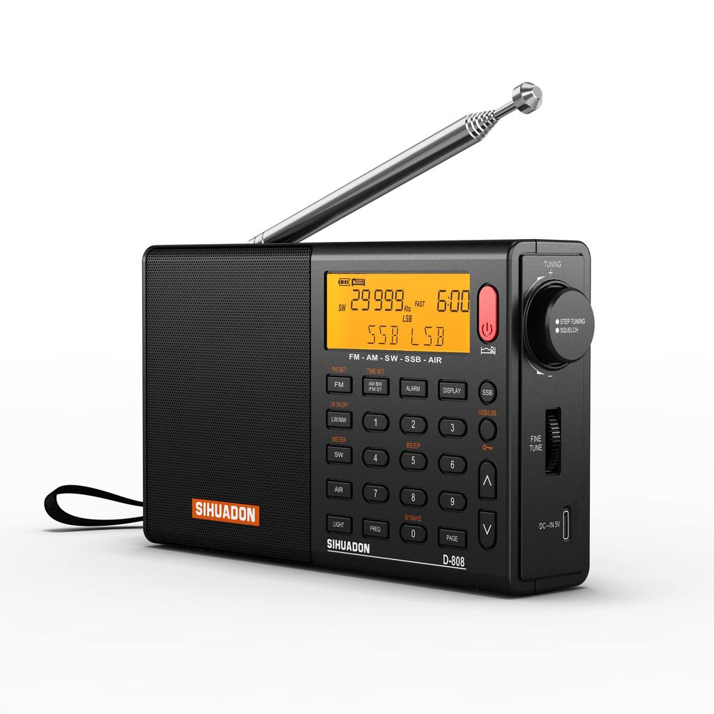 SIHUADON Portable High Easy Japanese Instruction Manual Included D-808 Radio, FM/AM/SW/LW/Air Band, SSB/BCL/DSP/RDS, Sensitivity, Compact,