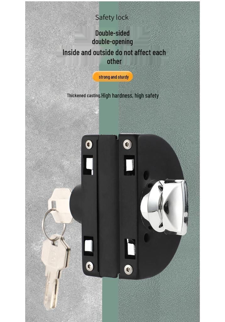 Frameless Glass Door Lock: U-shaped Hook & Round Lock for Single/Double Sliding Main or Office Doors
