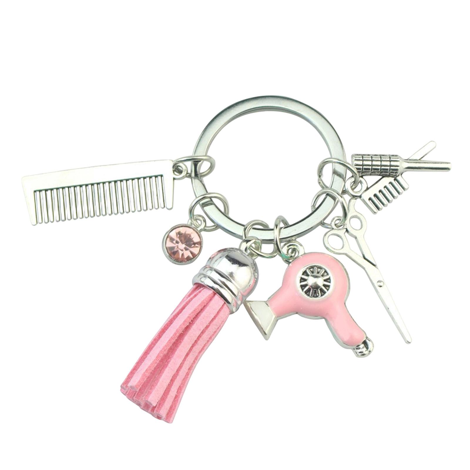 Ножницы Фен Расческа Кисточка Брелок Парикмахерские Аксессуары Мода Парикмахер Подарок. One Size розовый