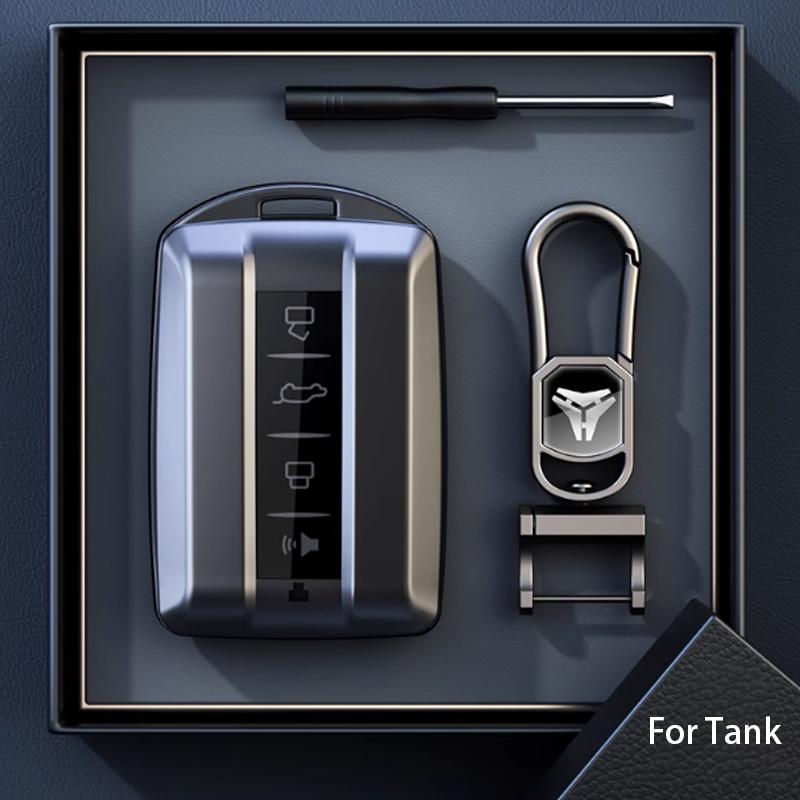 Titanium Gray For Great Wall Gwm Wey Tank 300 400 500 700 Tank300 Smart Remote Car Key Case Cover Keychain Holder Accessories