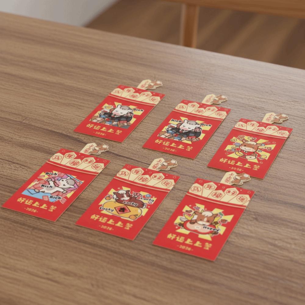 6Pcs/Set Paper Craft 2026 Horse Year Red Envelope 2026 Horse Year Red Pocket  for Chinese New Year
