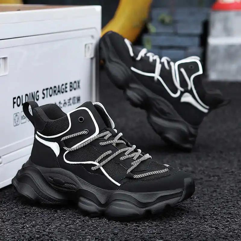 Fashion Thick Bottom Platformed Dress Shoes Men Heels White Dress Shoes Men Gray Man Boots Sneakers Sport Loufers Hit Sporty Pie