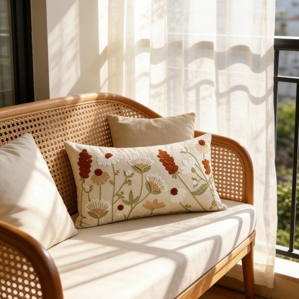 Canvas Tufted Throw Pillow Cover Square Decorative Pillow Case Throw Pillowcase  Sofa Decoration