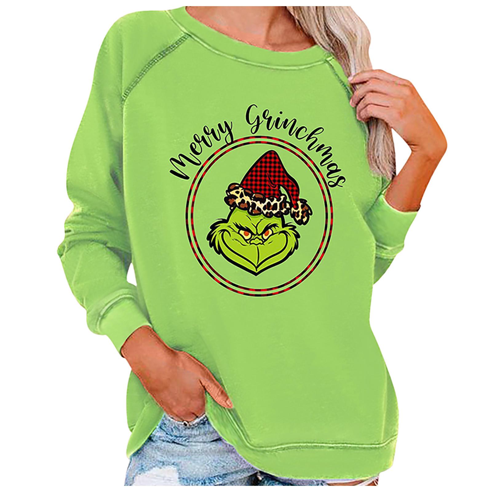 

Украл Рождественский забавный пуловер с зеленым принтом и длинными рукавами реглан, топы, толстовка, подарок для женщин XL зелёный