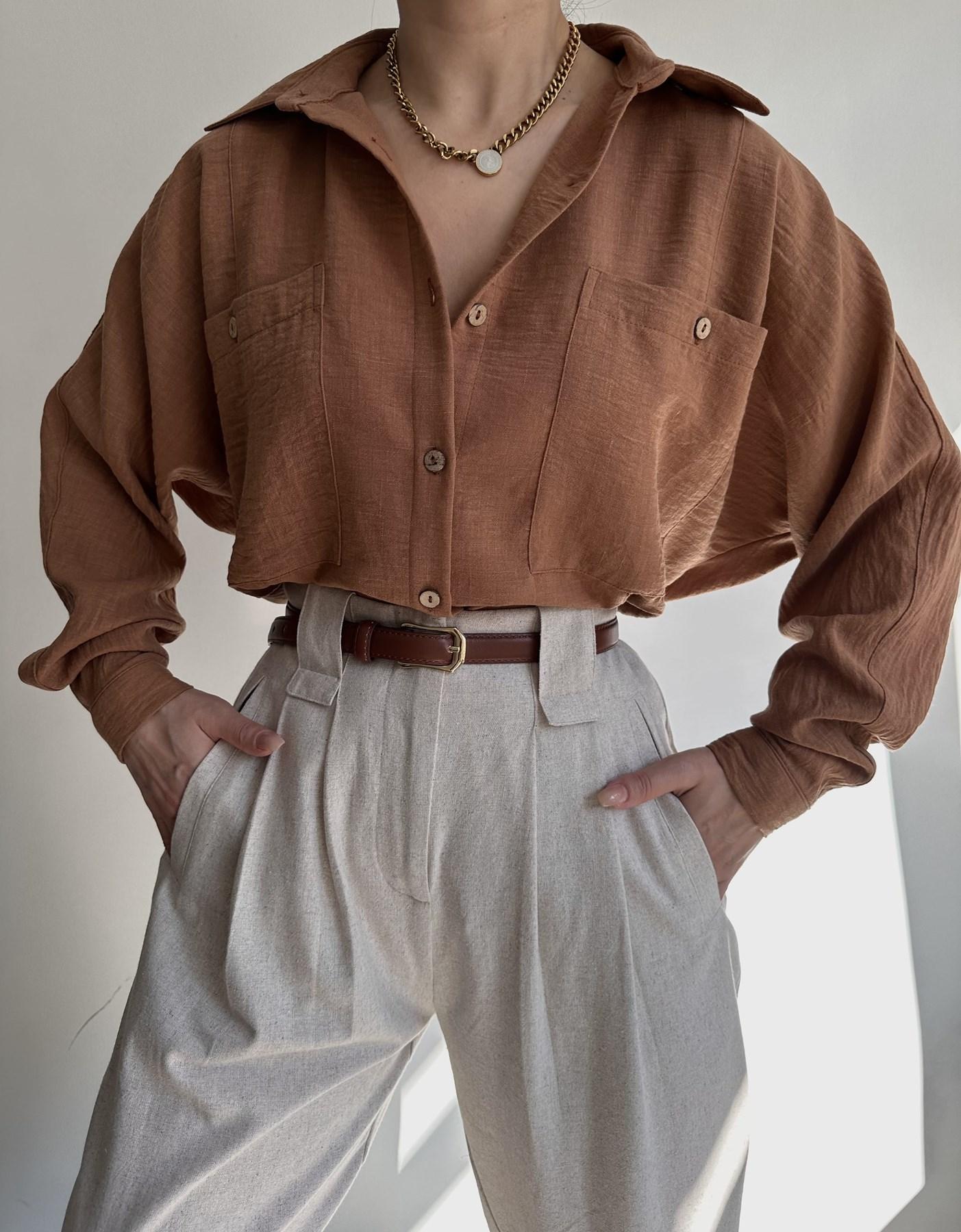 

Льняная рубашка Bohemai Modus Vintage Cinnamon L коричный