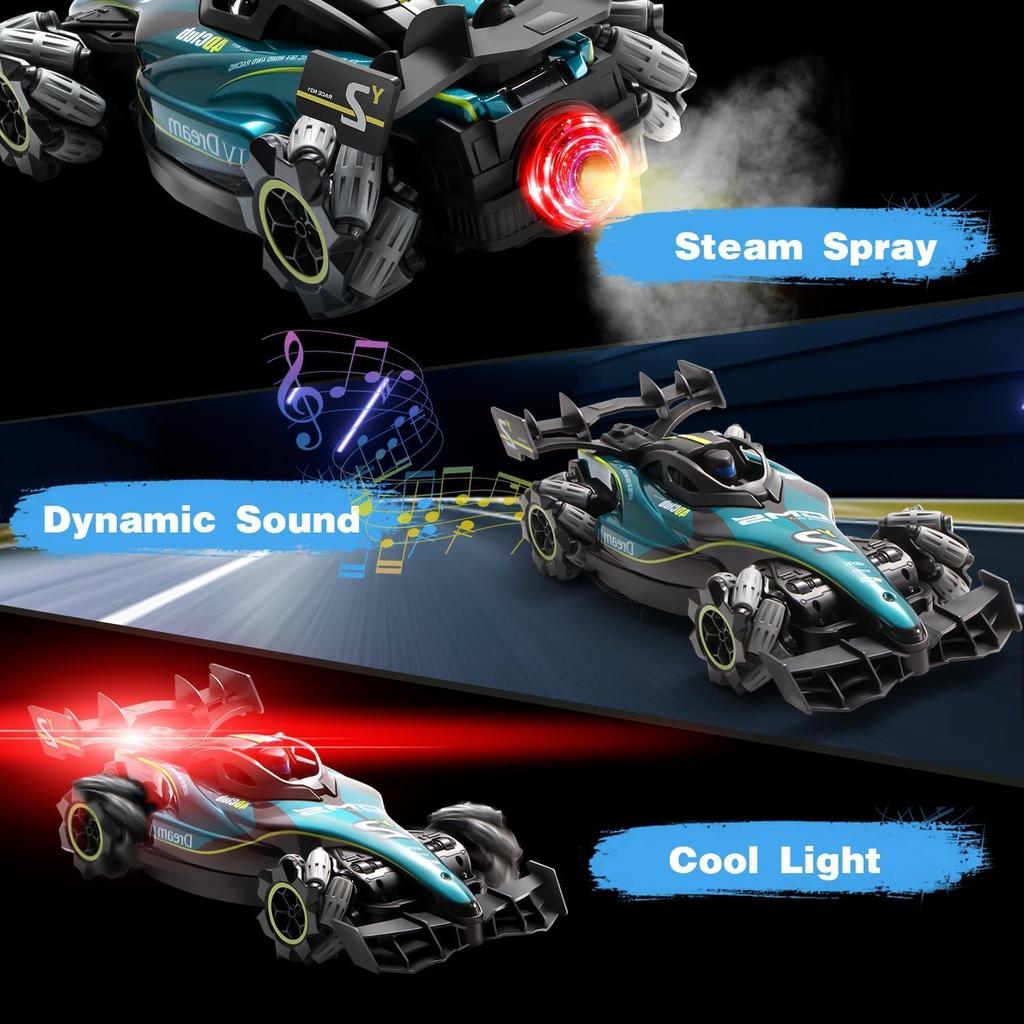 Coche RC Y2, Coche de Derrape con Spray de Luz, 2.4Ghz 4WD Control Remoto 360° Coches de Carreras Acrobáticos Juguetes Eléctricos Modelo Regalos para Niños Niños