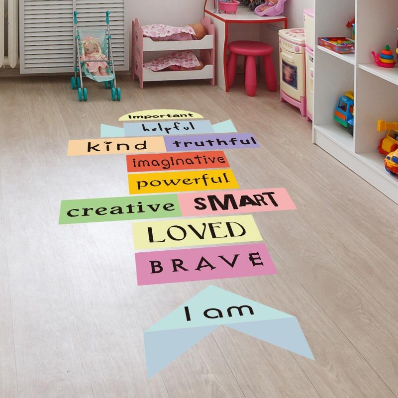 

Children Floor Sticker Multi-color Graphic English Letter Wall Sticker Living Room Bedroom Kindergarten Decorative Wall Sticker 30x60cm 3 sheet
