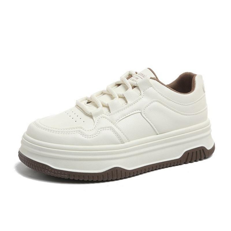 College Style Low-top Platform White Shoes Spring New Lace-up Board Shoes Students Daily Running Bread Shoes Women
