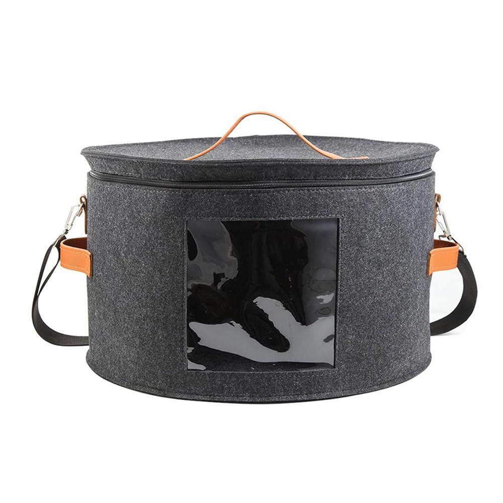 Window Hat Storage Box Zippered Lid Cowboy Hat Container Round Clothes Storage Bin  Travel