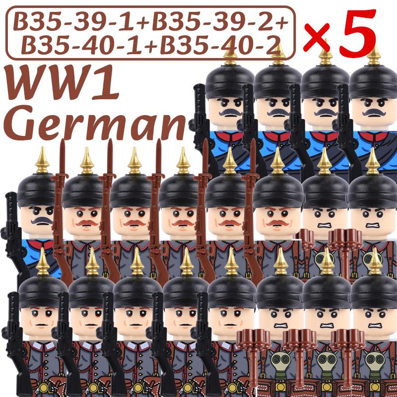 Soldatini Militari WW1 Blocchi da Costruzione Soldati Prussiani Esercito Fanteria Britannici Francesi Accessori Guerriero Mattoncini Giocattoli Ragazzi