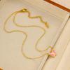 Elegant French Pink Butterfly Pendant Necklace In 18K Gold Stainless Steel – Stylish and Versatile Women's Accessory