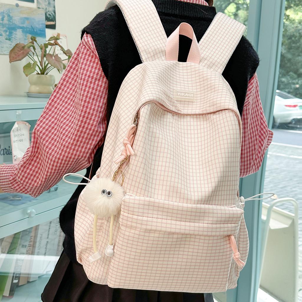 Schoolbag Korean Ins Mori Small Fresh and Sweet Wind Girl Plaid Small Backpack High Value Travel Lightweight Backpack